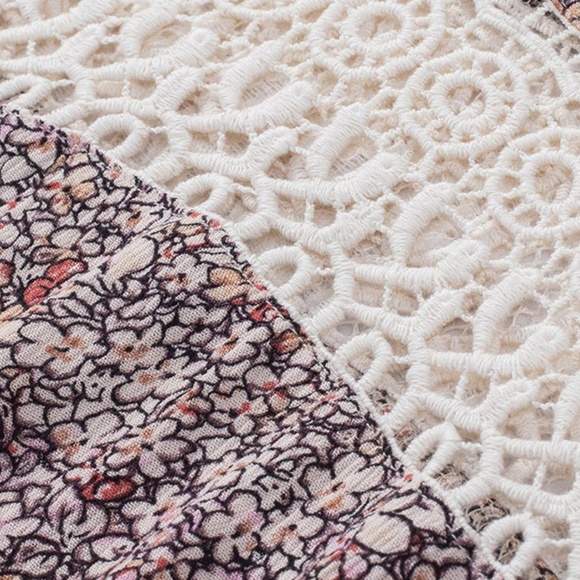 Boho Floral Print lace V neck Cami Straps Tank Top - Picture 6 of 6